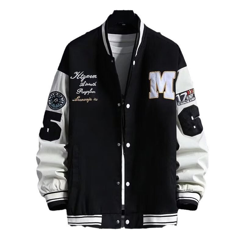 Men'S Baseball Jacket Fashion Casual Letter Number Print Button-Down Tops Streetwear Clothing