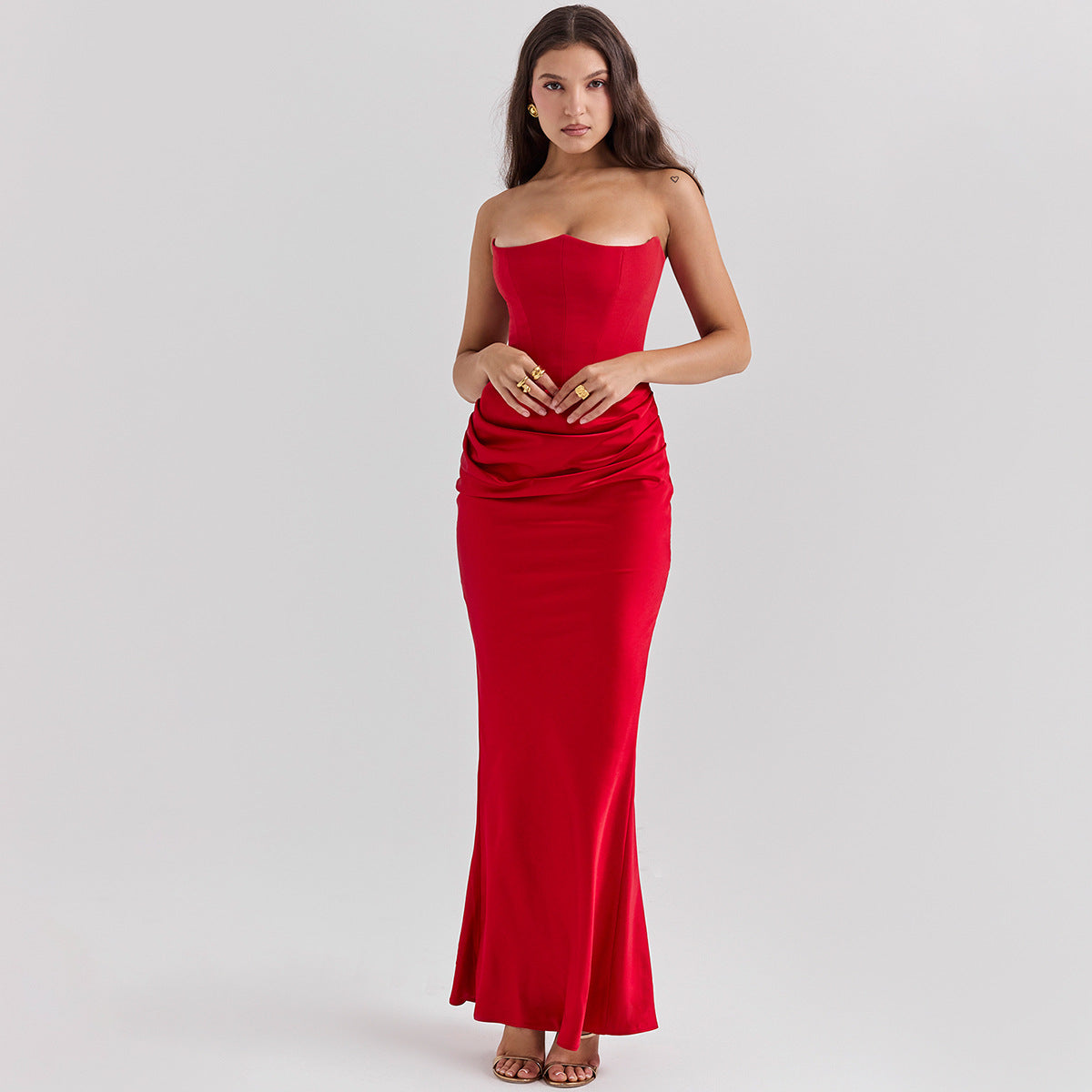 Nebi Luxe Elegant Strapless Maxi Dress