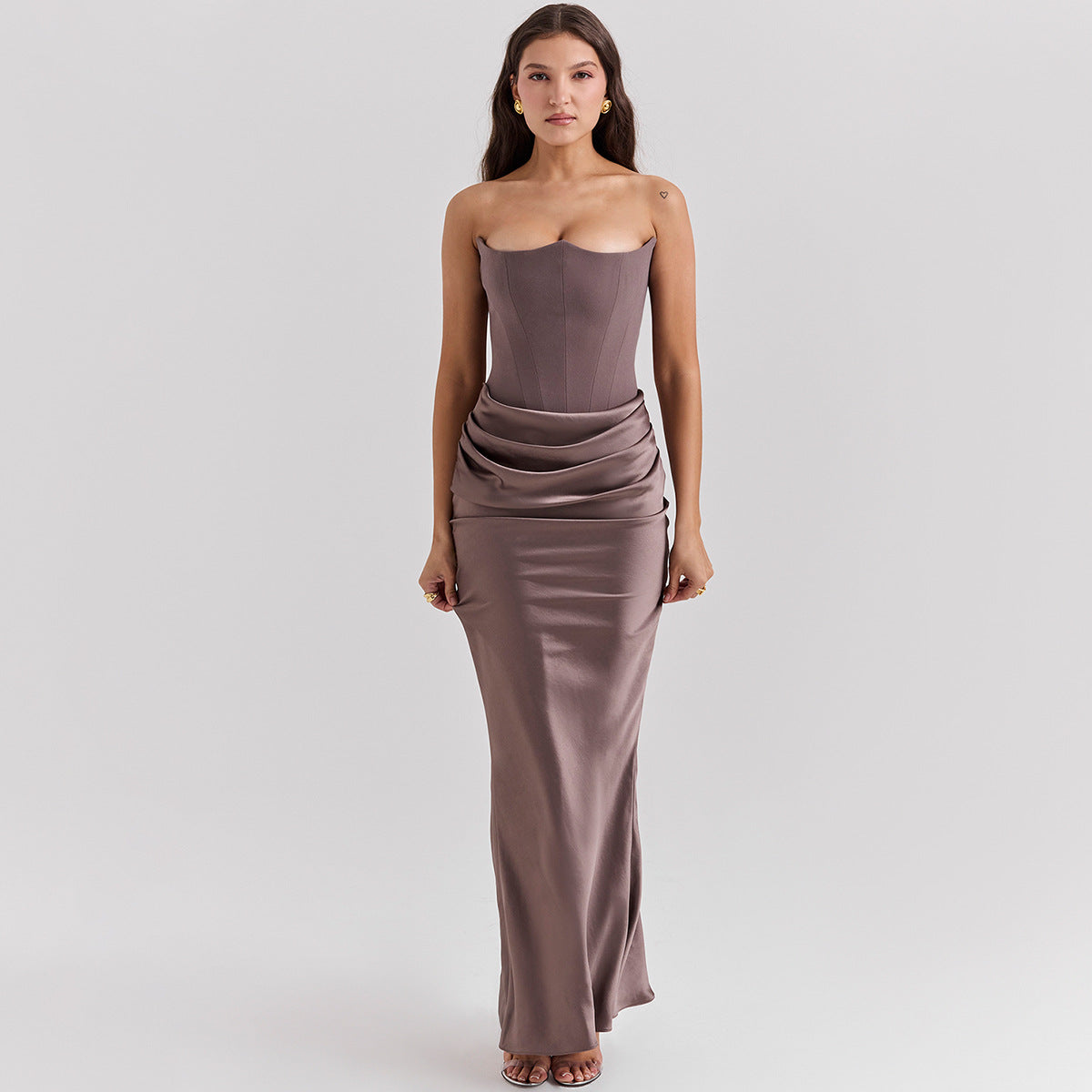 Nebi Luxe Elegant Strapless Maxi Dress