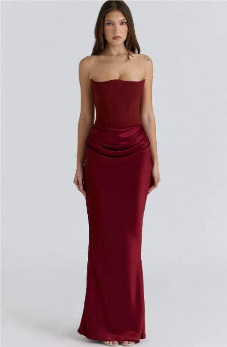 Nebi Luxe Elegant Strapless Maxi Dress