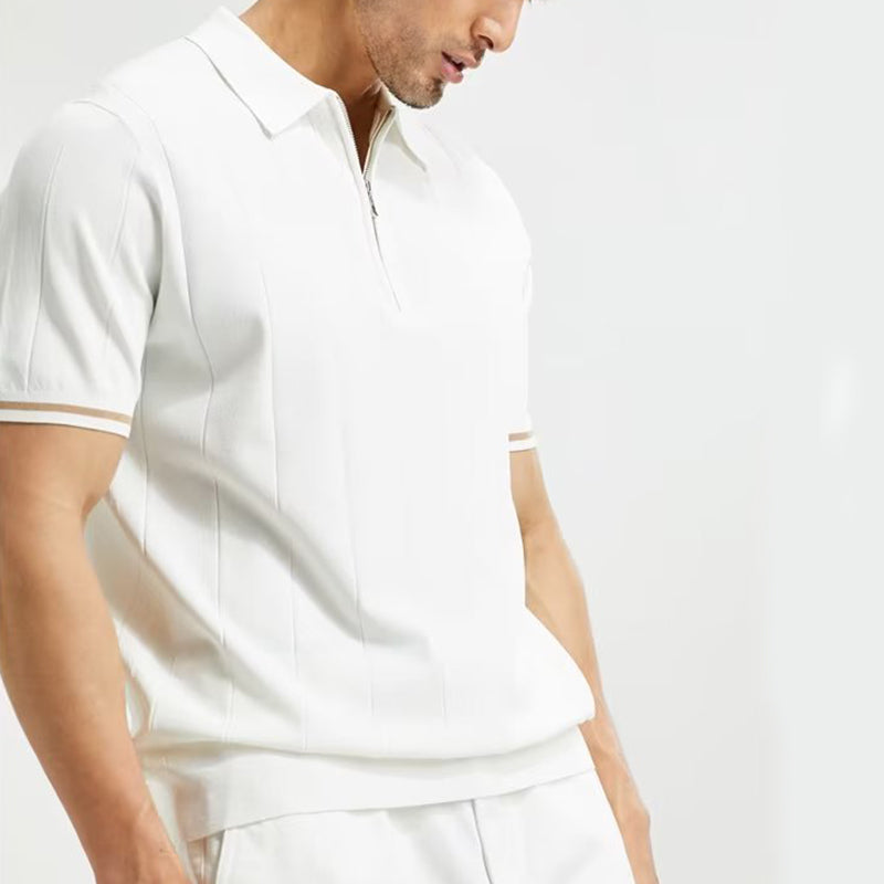 Short-Sleeved Polo Shirt Summer Lapel Zipper T-Shirt Tops Men's Clothing