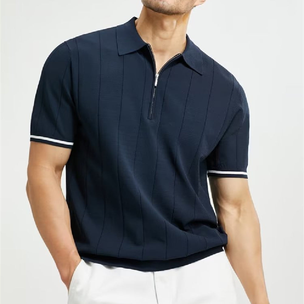 Short-Sleeved Polo Shirt Summer Lapel Zipper T-Shirt Tops Men's Clothing