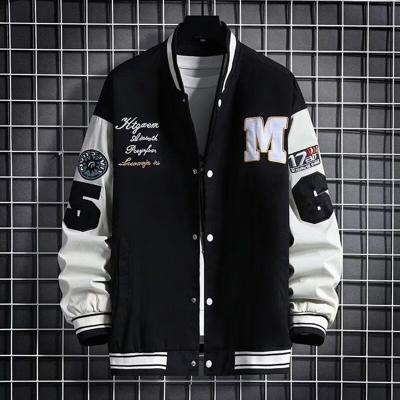 Men'S Baseball Jacket Fashion Casual Letter Number Print Button-Down Tops Streetwear Clothing