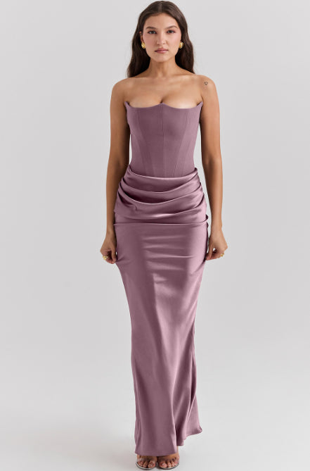 Nebi Luxe Elegant Strapless Maxi Dress