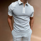 Elevate Your Style with Our Men's Striped Short Sleeve Polo Shirt - Perfect for Casual Outings