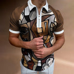 Elevate Your Style with Our Men's Striped Short Sleeve Polo Shirt - Perfect for Casual Outings