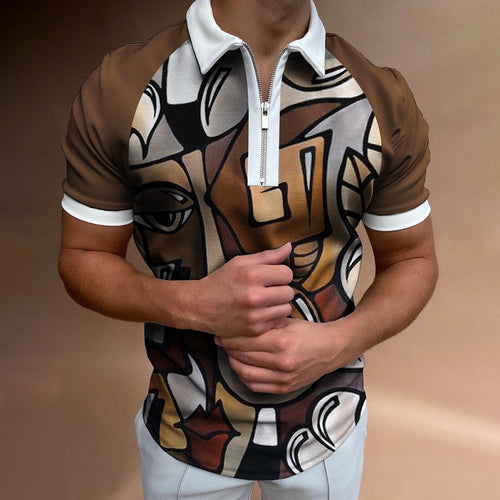 Elevate Your Style with Our Men's Striped Short Sleeve Polo Shirt - Perfect for Casual Outings