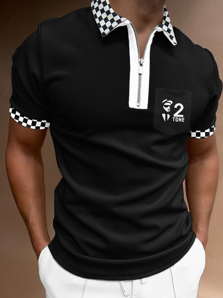 Elevate Your Style with Our Men's Striped Short Sleeve Polo Shirt - Perfect for Casual Outings