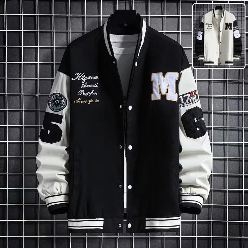 Men'S Baseball Jacket Fashion Casual Letter Number Print Button-Down Tops Streetwear Clothing