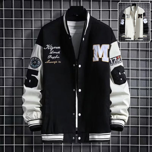 Men'S Baseball Jacket Fashion Casual Letter Number Print Button-Down Tops Streetwear Clothing
