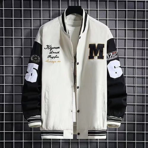 Men'S Baseball Jacket Fashion Casual Letter Number Print Button-Down Tops Streetwear Clothing
