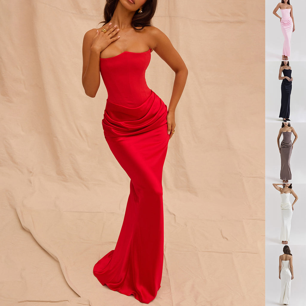 Nebi Luxe Elegant Strapless Maxi Dress