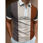 Elevate Your Style with Our Men's Striped Short Sleeve Polo Shirt - Perfect for Casual Outings