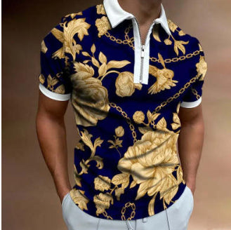 Elevate Your Style with Our Men's Striped Short Sleeve Polo Shirt - Perfect for Casual Outings